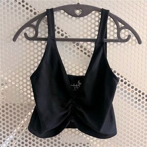 Free People Intimately Ribbed Cropped Ruched Bra Top Size M/L in Black